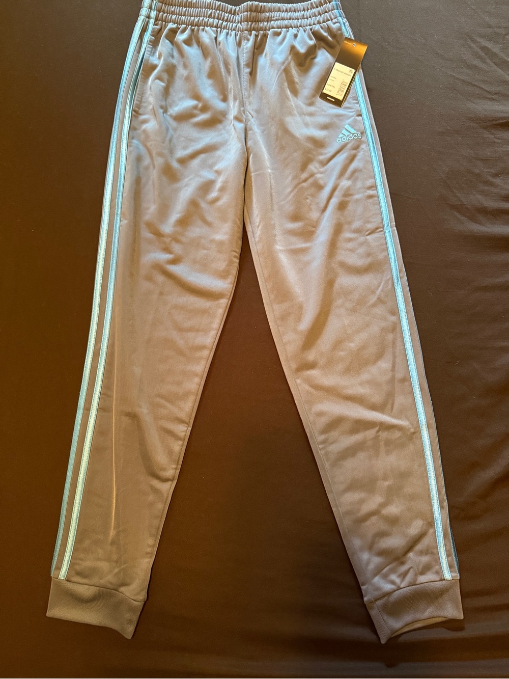 adidas Kids Blue Track Pants with Light Blue Stripes